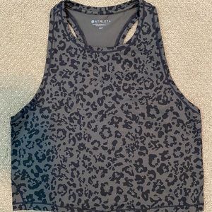 Athleta Leopard Gray and Black Crop Tank...Sz MP